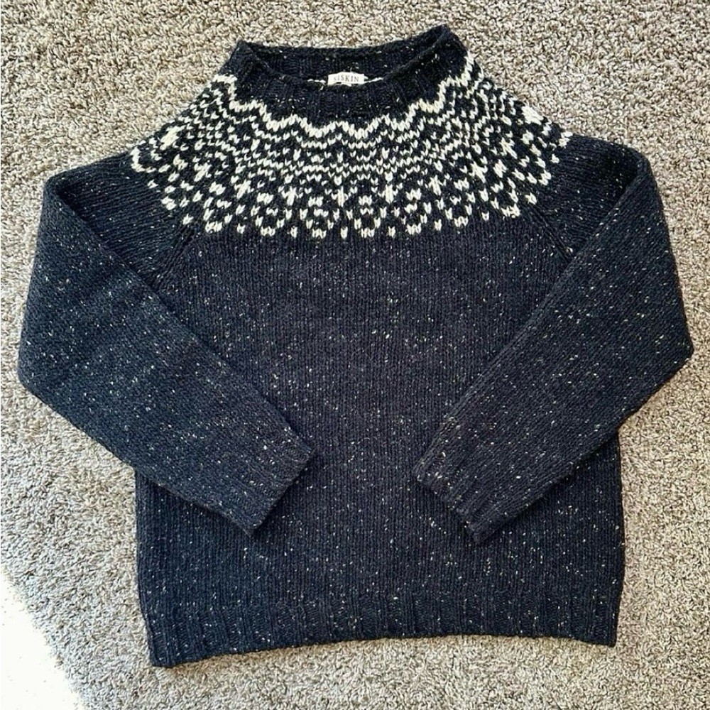 Sisken Women’s Isle Sweater in Donegal Wool Size Medium Charcoal Gray